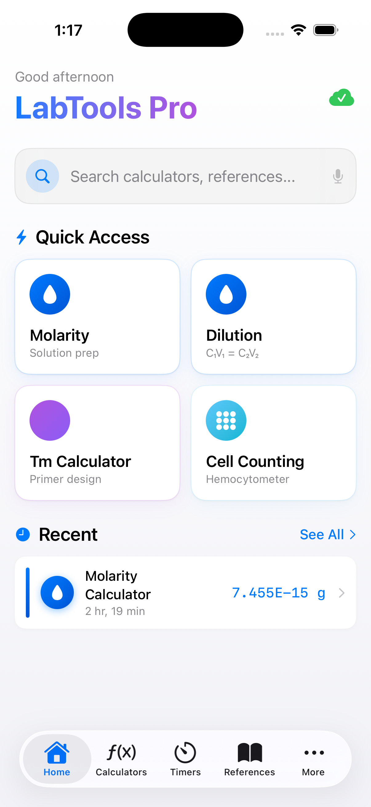 LabTools Pro Home Screen